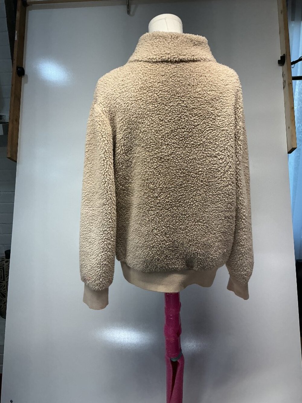 Calvin Klein L Tan Sherpa Teddy Fleece Full Zip Jacket Cozy Fall Winter - Picture 5 of 13
